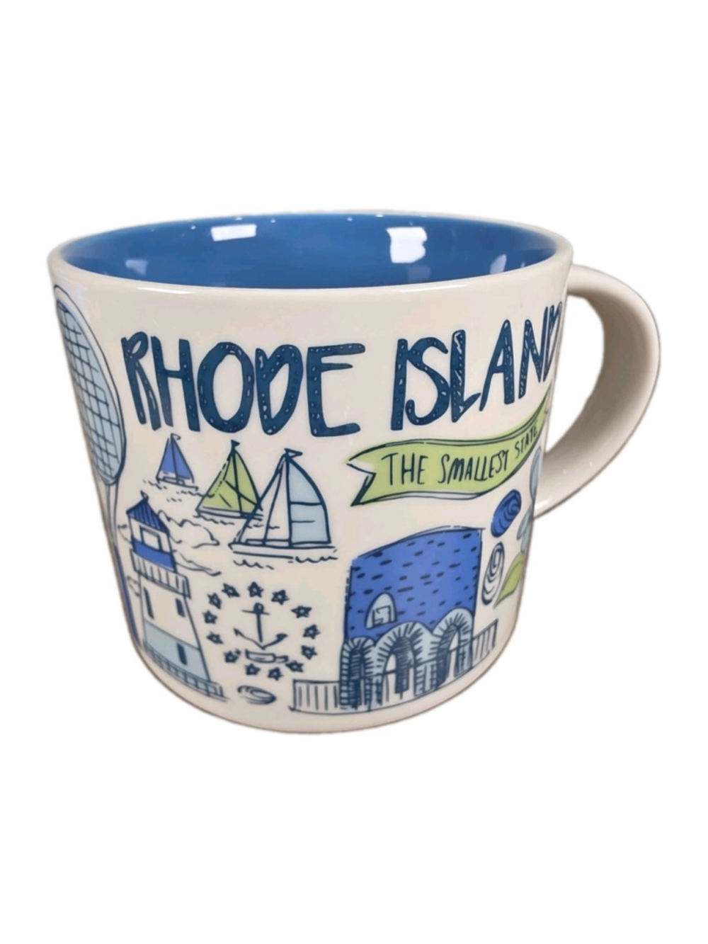 Starbucks Rhode Island Been There Series 14 oz Mug Blue Ceramic With Box EUC
